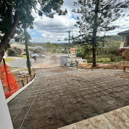 New driveway construction prep work